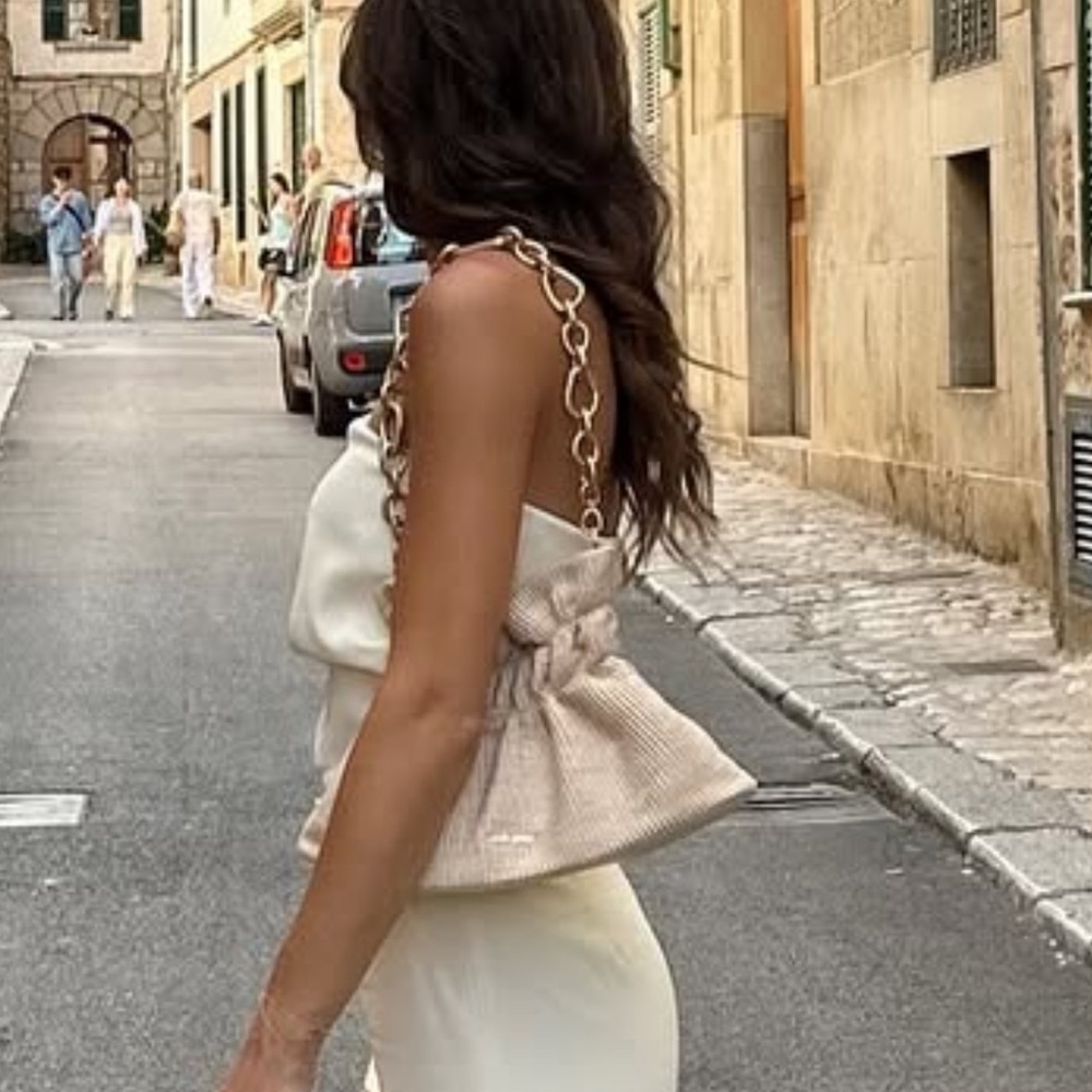 Cult Gaia Cream Bag with Gold Chain